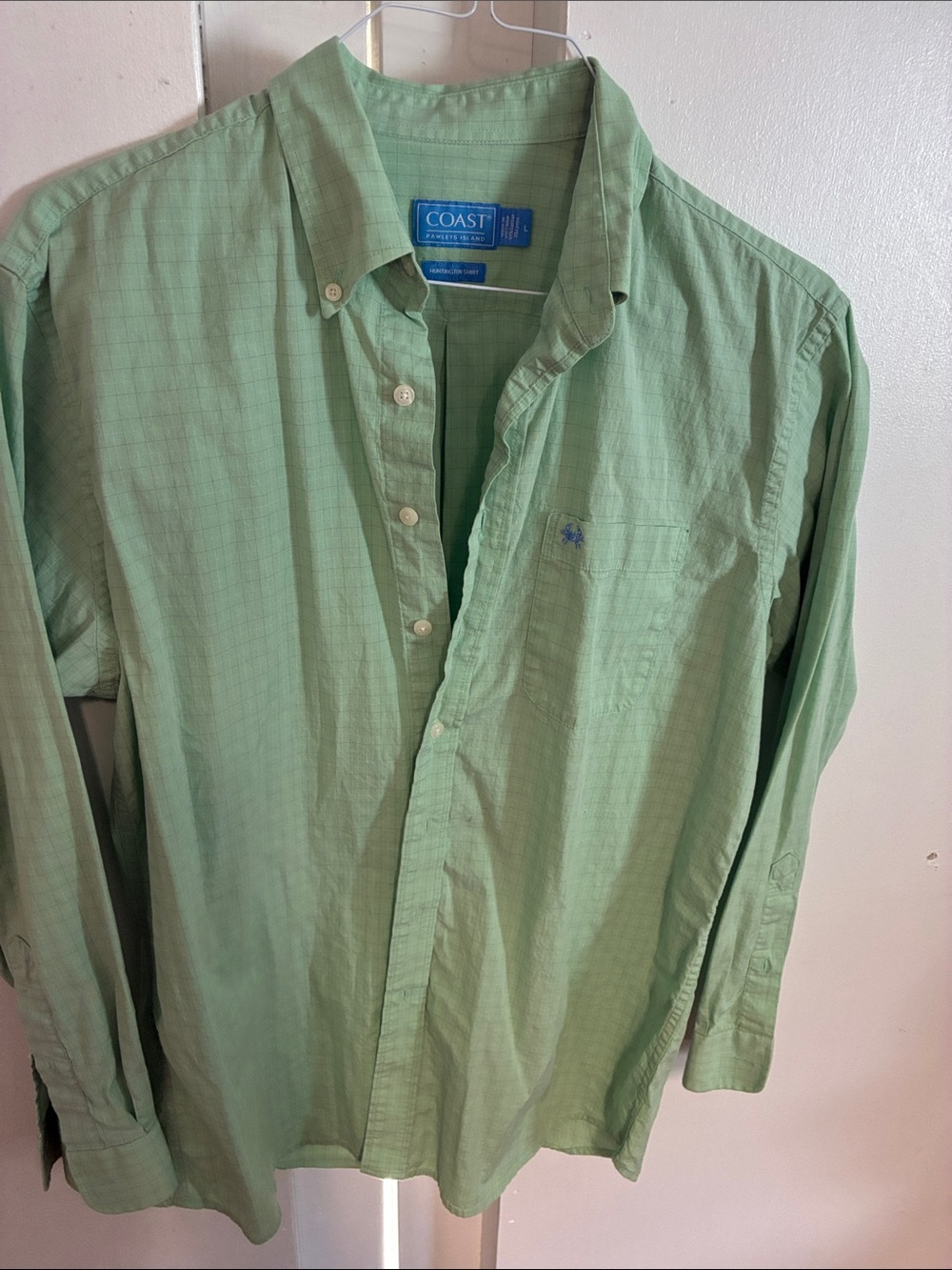 COAST Men's Light Green Button-Down Casual Shirt